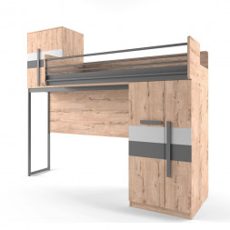 Кровать чердак с рабочей зоной и шкафом