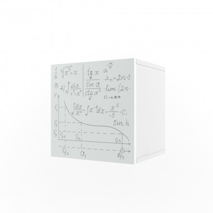 Полка куб с фасадом белая печать «Формулы» «Ньютон Грэй»