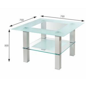 Стол журнальный Кристалл 1 Алюминий / стекло прозрачное