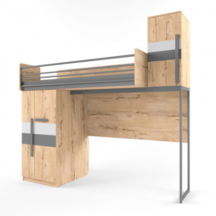 Кровать-чердак «Лофт» со столом и стеллажом