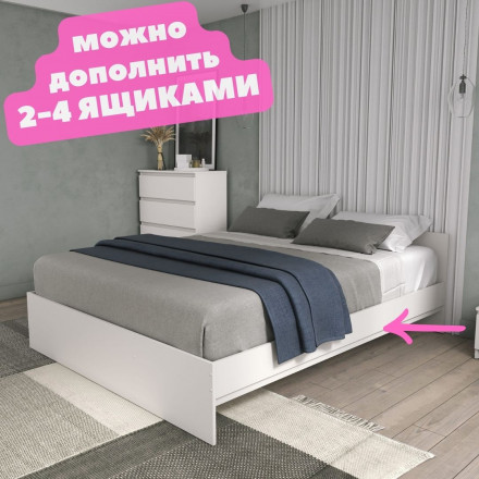 Современная мебель Двуспальная кровать 160 200 (размер матраса 160х200) КР-56 х1600 sity ЛДСП белый, купить недорого в фирменном салоне магазине «Моя Мебель», всего за 14 630 руб.