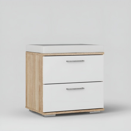 Современная мебель пуфик в прихожую мягкий с ящиком | Банкетка с сиденьем | Тумба ТПр-13 ЛАЙТ ЛДСП белый / дуб сонома / basel white, купить недорого в фирменном салоне магазине «Моя Мебель», всего за 7 790 руб.