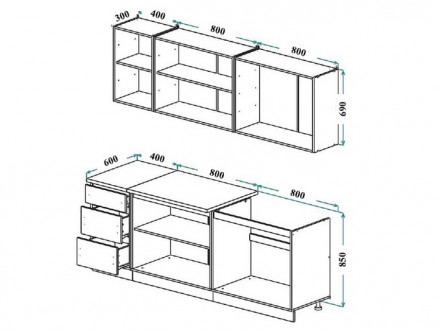 Кухонный гарнитур &#039;Белая кухня х2.0м&#039; для маленькой кухни в стиле IKEA МОРИ 2 м (МП) ЛДСП