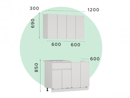 Кухня маленькая х1.2м недорого в стиле Белый ИКЕА ЛЕГЕНДА-40 СИТИ