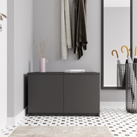 Современная мебель тумба для обуви в прихожую с полкой напольная, Антресоль на шкаф для одежды МА 900.1 (МП) Графит МС мори, купить недорого в фирменном салоне магазине «Моя Мебель», всего за 5 800 руб.