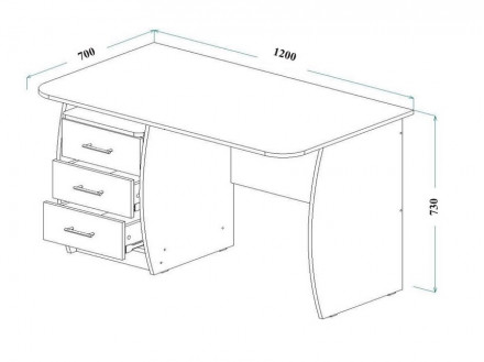 Письменный стол с 3 ящиками СП-01 ЛДСП Дуб Сонома