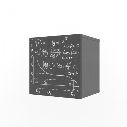 Полка Куб с фасадом серая печать «Формулы»  «Ньютон Грэй»