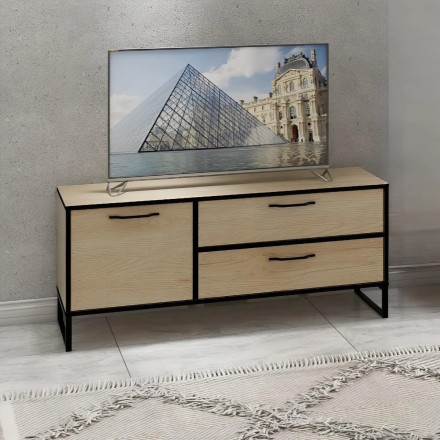 Современная мебель ТВ тумба в стиле LOFT металл virton 1 (крафт / черный), купить недорого в фирменном салоне магазине «Моя Мебель», всего за 13 920 руб.