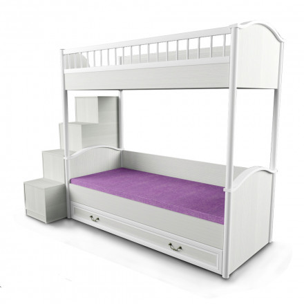 Кровать 2-х ярусная универсальная со сплошным ограждением и ящиком «Классика»