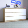 Широкий комод под ТВ как ИКЕА МАЛЬМ (IKEA MALM) 6 ящиков МК 1380.6 (МП/3) сонома / белый МС мори