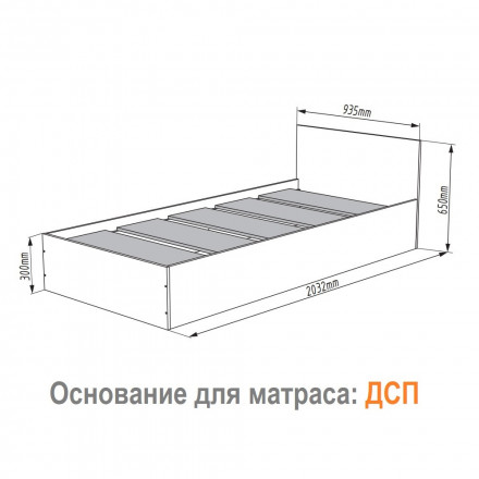 Недорогая односпальная кровать 90х200 Графит, КРМ 900.1 (МП/3) МС мори