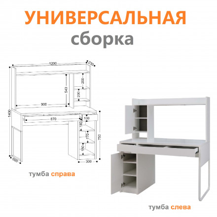 Современная мебель Белый письменный компьютерный стол для школьника с ящиками, полками и тумбой аналог ИКЕА МИККЕ (IKEA MICKE), купить недорого в фирменном салоне магазине «Моя Мебель», всего за 19 980 руб.