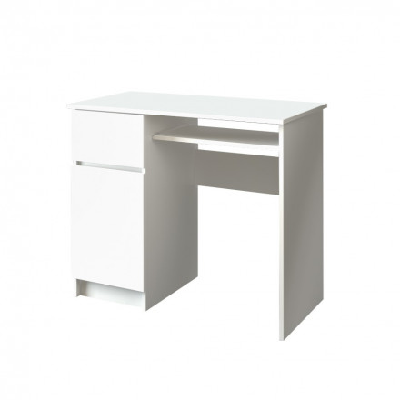 Белый стол с тумбой, полкой и ящиком аналог ИКЕА ЭЙЛЕР (IKEA EJLER) МС-1 левый (МП/3) МС мори