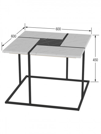 Стол журнальный Калифорния в цвете Черный мрамор - Белый мрамор