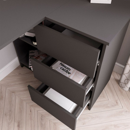 Угловой письменный стол для школьника с 3 ящиками Графит, универсальный МС-16 (МП) МС мори