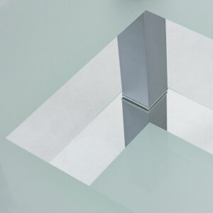 Стол журнальный Кристалл 2 Алюминий / стекло прозрачное
