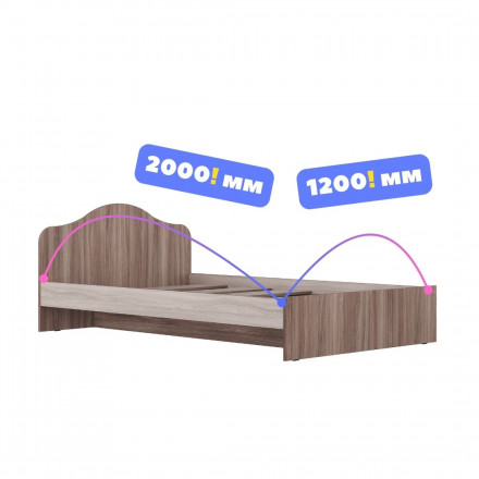 Современная мебель Полуторка кровать 120 200, размер матраса 1200 2000 КР-02 х1200 ЛДСП ясень шимо светлый / ясень шимо темный, купить недорого в фирменном салоне магазине «Моя Мебель», всего за 11 450 руб.