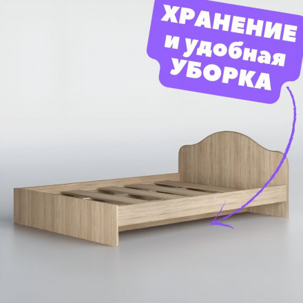 Современная мебель Полуторка кровать 140 200, размер матраса 1400 2000 КР-02 х1400 ЛДСП сонома, купить недорого в фирменном салоне магазине «Моя Мебель», всего за 12 510 руб.