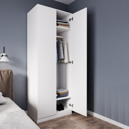 Белый распашной 2 створчатый шкаф для одежды со штангой МШ 800.1 (МП/3) МС мори