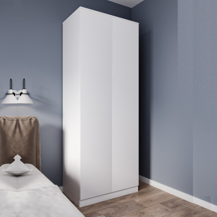 Белый распашной 2 створчатый шкаф для одежды со штангой МШ 800.1 (МП/3) МС мори