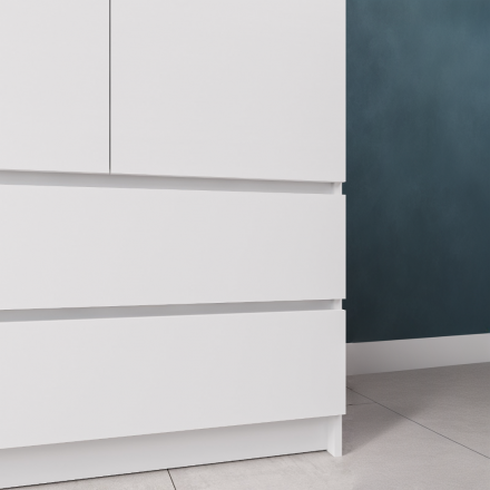 Белый распашной шкаф для одежды с 2 ящиками как IKEA SMÅSTAD / PLATSA МШ 900.1 (МП/3) МС мори