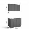 Кухонный гарнитур для маленькой кухни, Кухня 120 см дизайн ИКЕА (IKEA), Легенда-40 sity ЛДСП серый графит